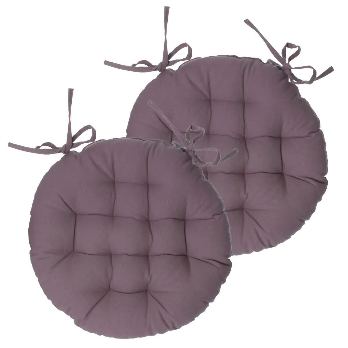 Lot de 2 Galettes de chaise en Coton Taupe D 38 cm