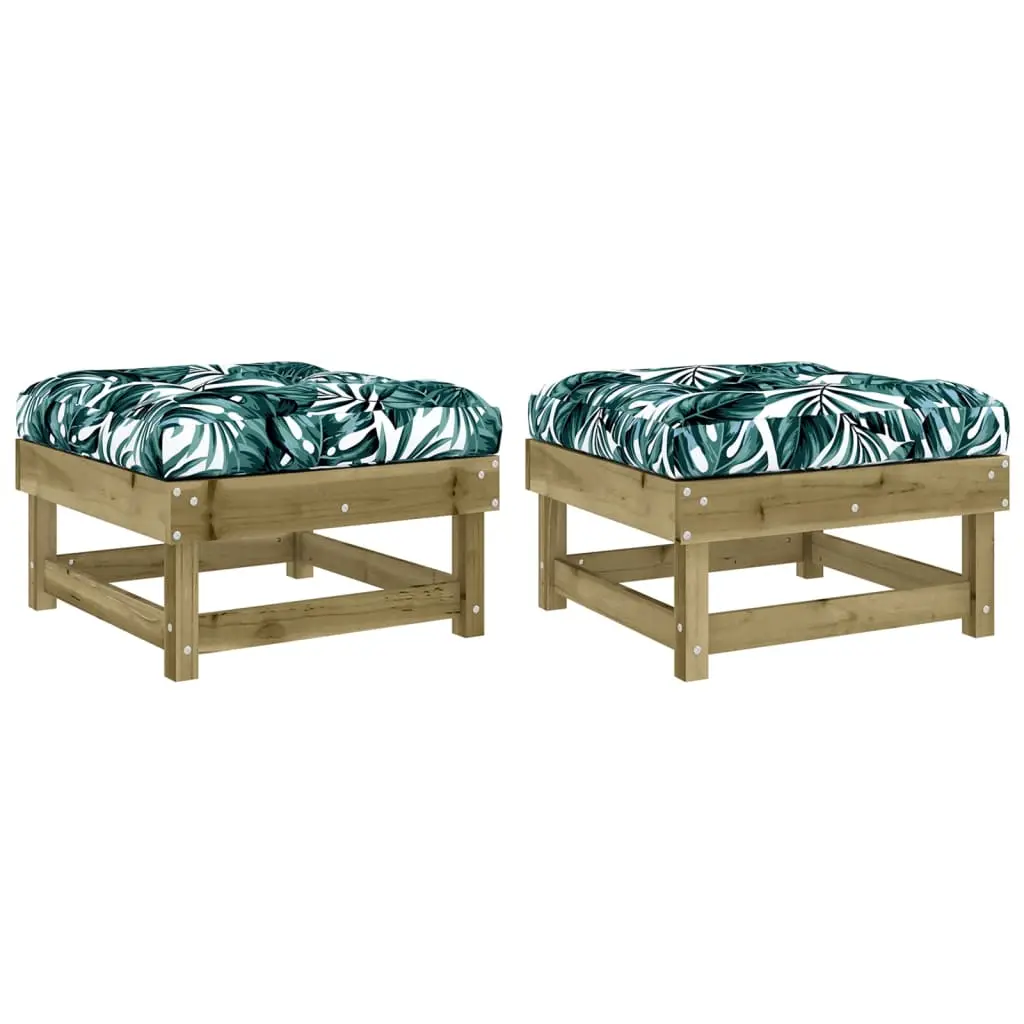 Lot de 2 Repose-pieds de jardin – Ottomans de jardin – Tabourets de jardin avec coussins bois pin imprégné