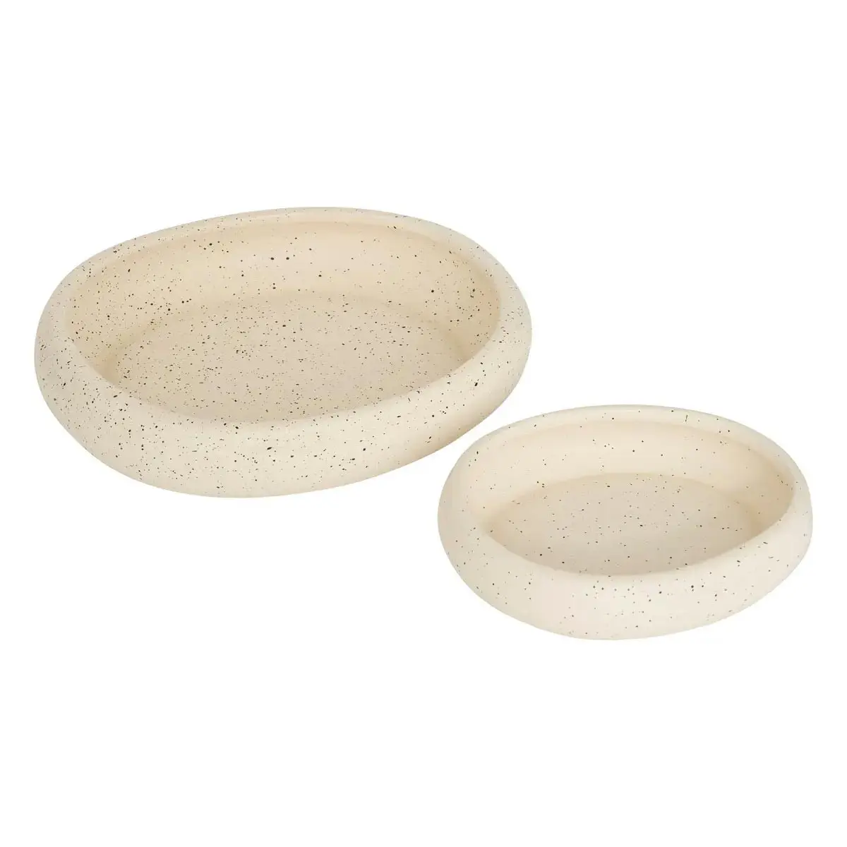 Lot de 2 Vide-Poches en Dolomite «Wonj» 25cm Blanc