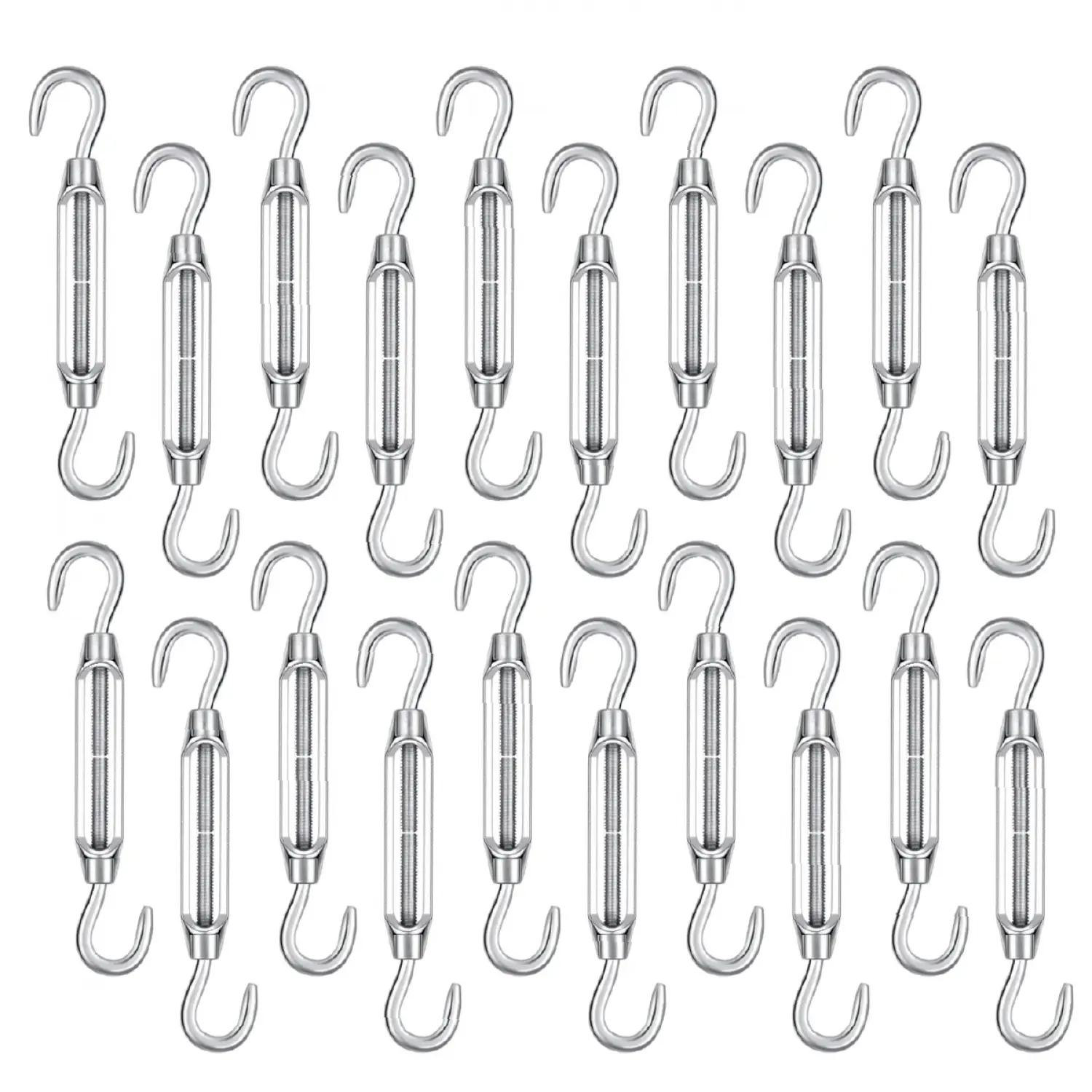 Lot de 20 tendeurs de fil réglables en acier inoxydable – Double crochets – M4 – Linxor