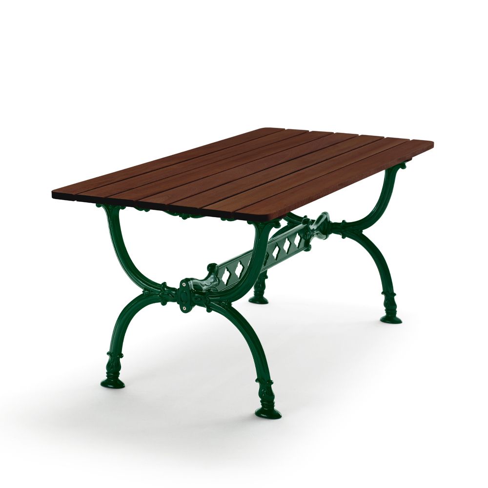 Mesa Byarum 142×72 cm.jp{font-size:18px}Pino barniz marrón, soporte verde