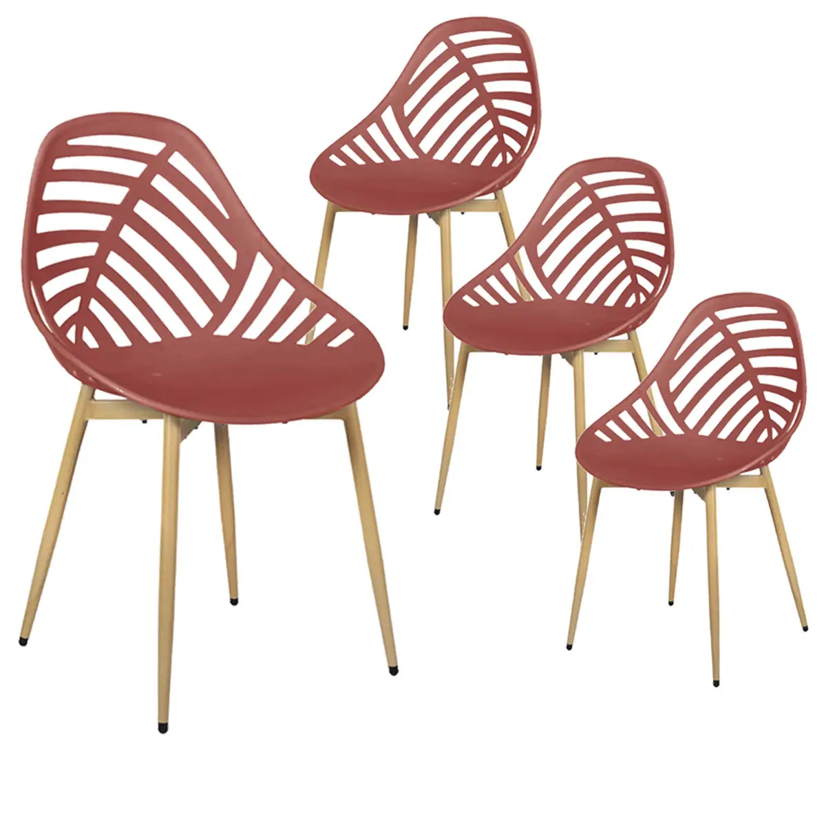 Lot de 6 Tabourets Gris Pieds Effet Bois Verni – TRESSIE