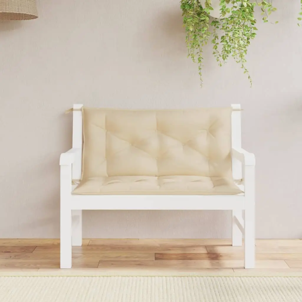 Lot de 2 Galettes de Banc Tissu Oxford Résistant Assise et Dossier pour Jardin Beige 100x50x7 cm – ComfortXL Outdoor Living