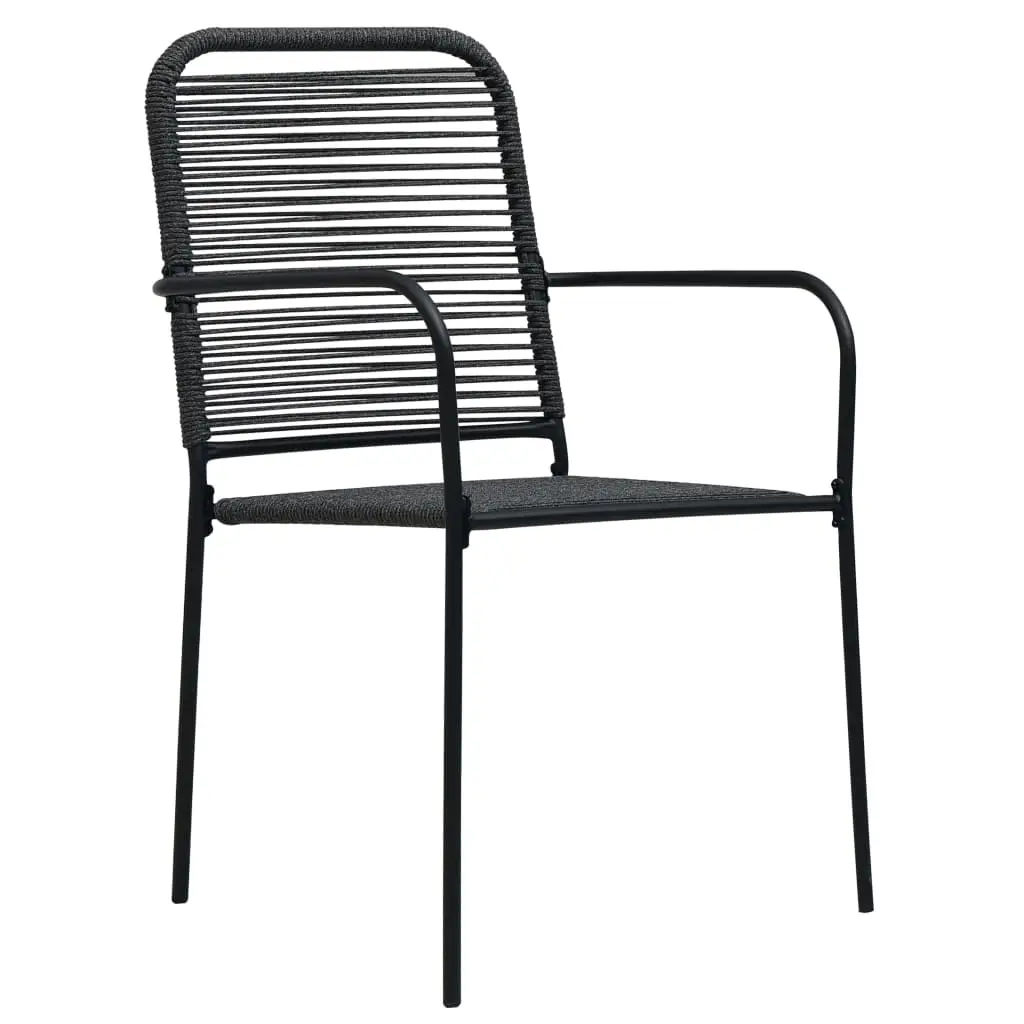 Lot de 4 Chaises de jardin – Chaises d’extérieur – Fauteuils de jardin Corde en coton et acier Noir