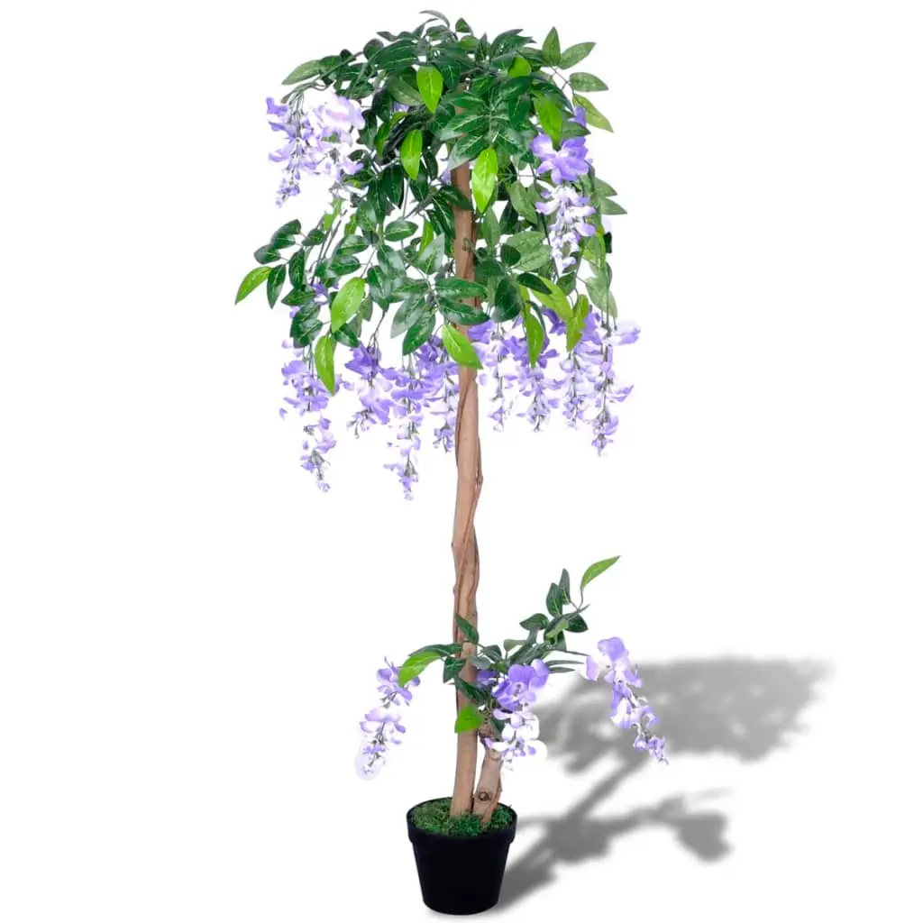 Glycine Artificielle 120cm Bois Polyester Plante Déco Intérieur Pot Inclus