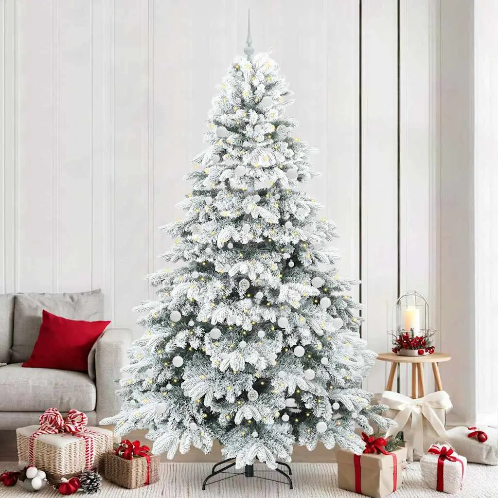 Grand Sapin de Noël Réaliste 240 cm, Pack Décoration Intégral avec Lumières et Cimier – ComfortXL Outdoor Living