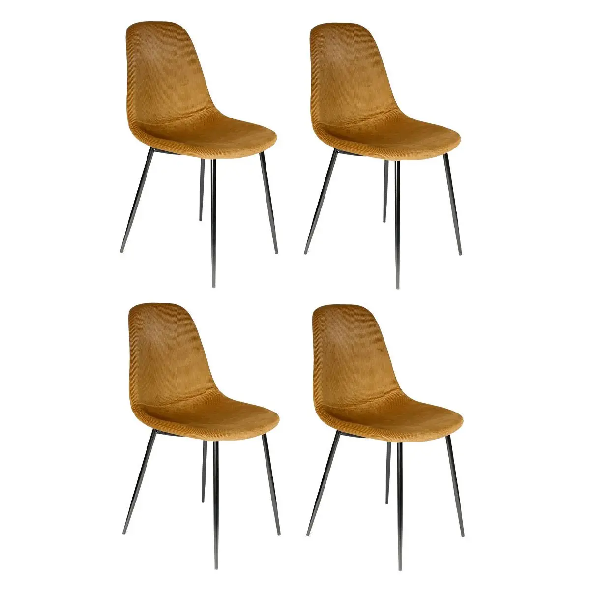 Lot de 4 Chaises Velours «Giulia» 85cm Moutarde