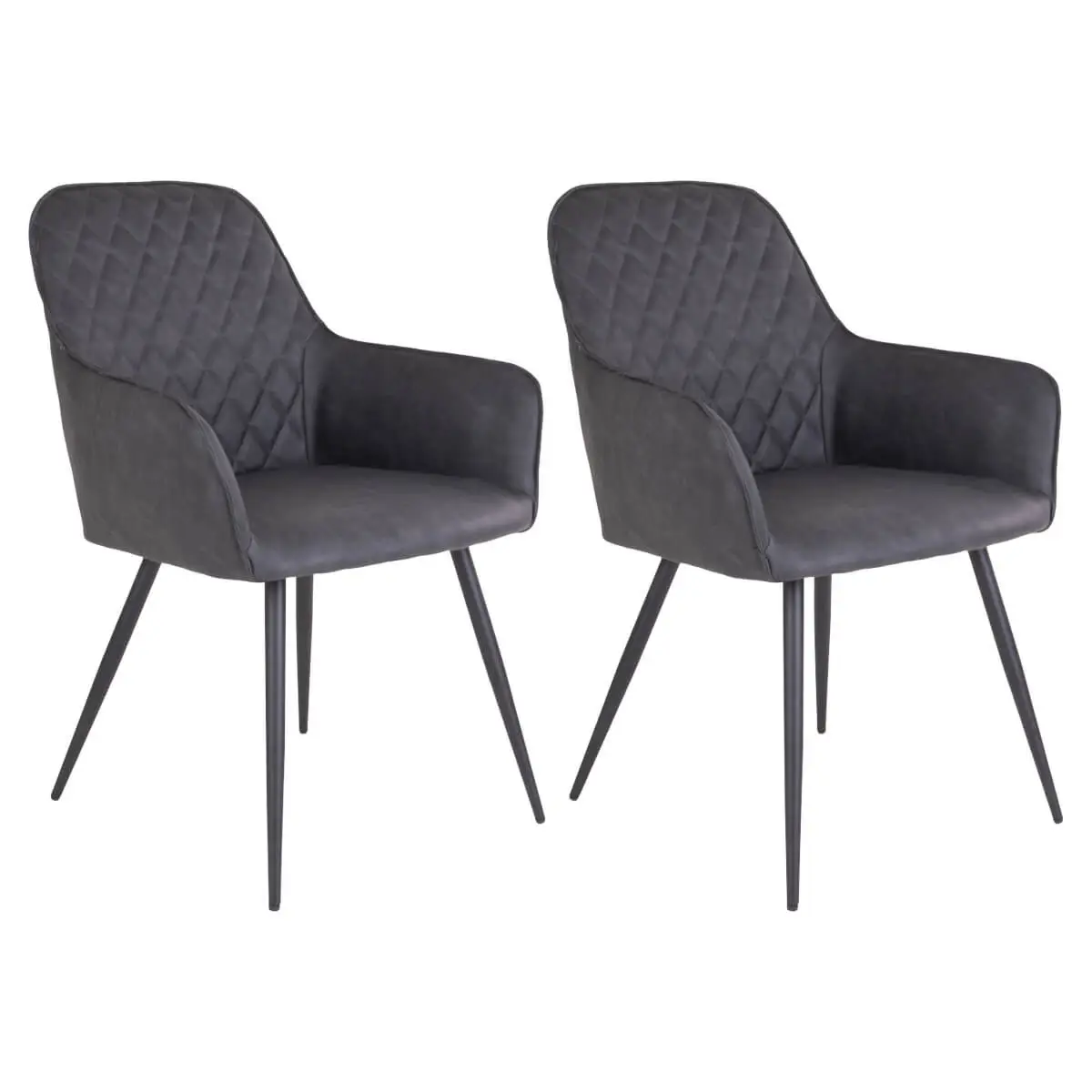 Lot de 2 Fauteuils Simili Gris et Piétement Acier Noir – VIBY