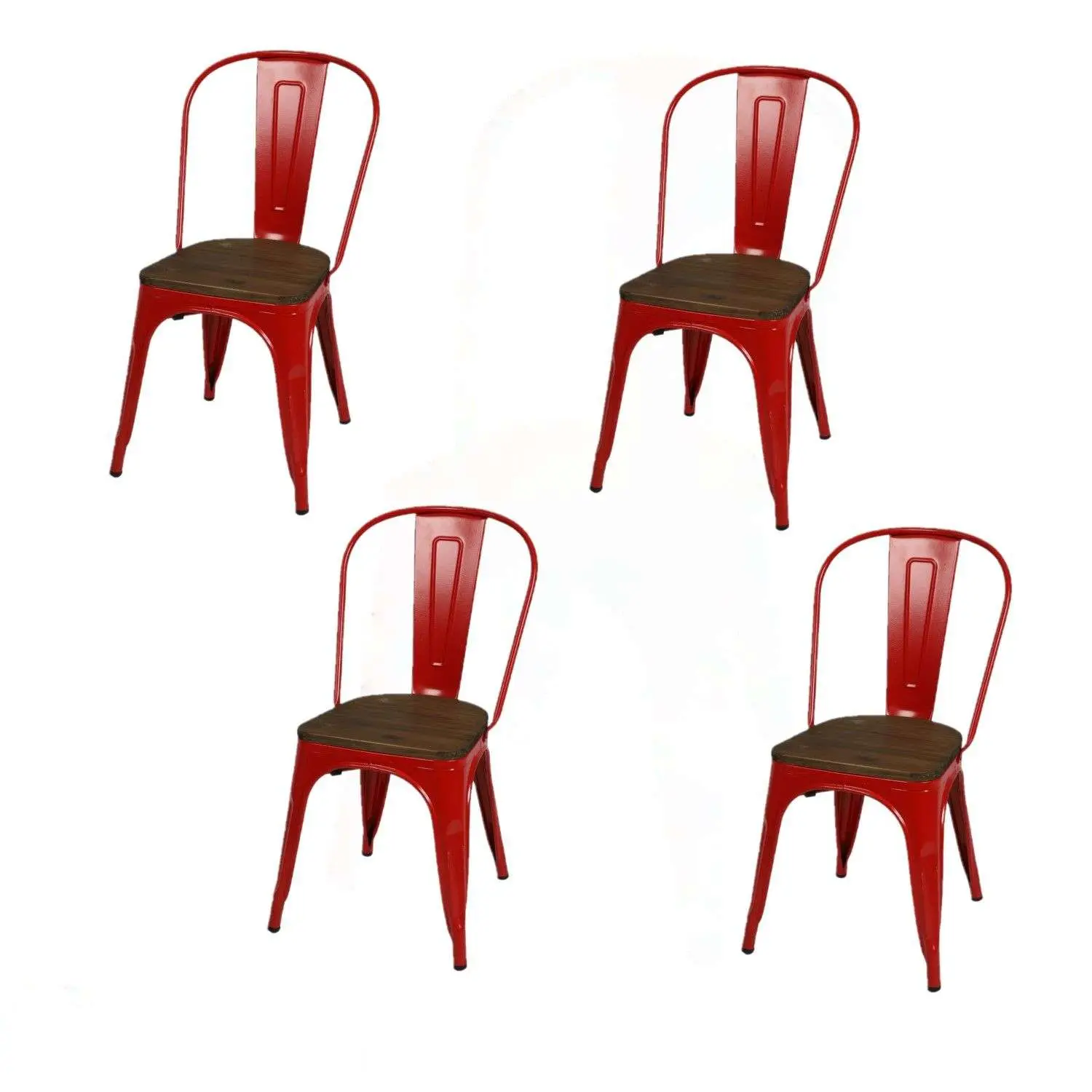 Lot de 4 chaises vintage Liv H84 cm – Rouge – Urban Living
