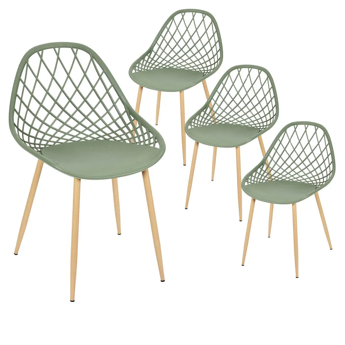 Lot de 4 Chaises Vertes Coque Arrondie – TRESSIE