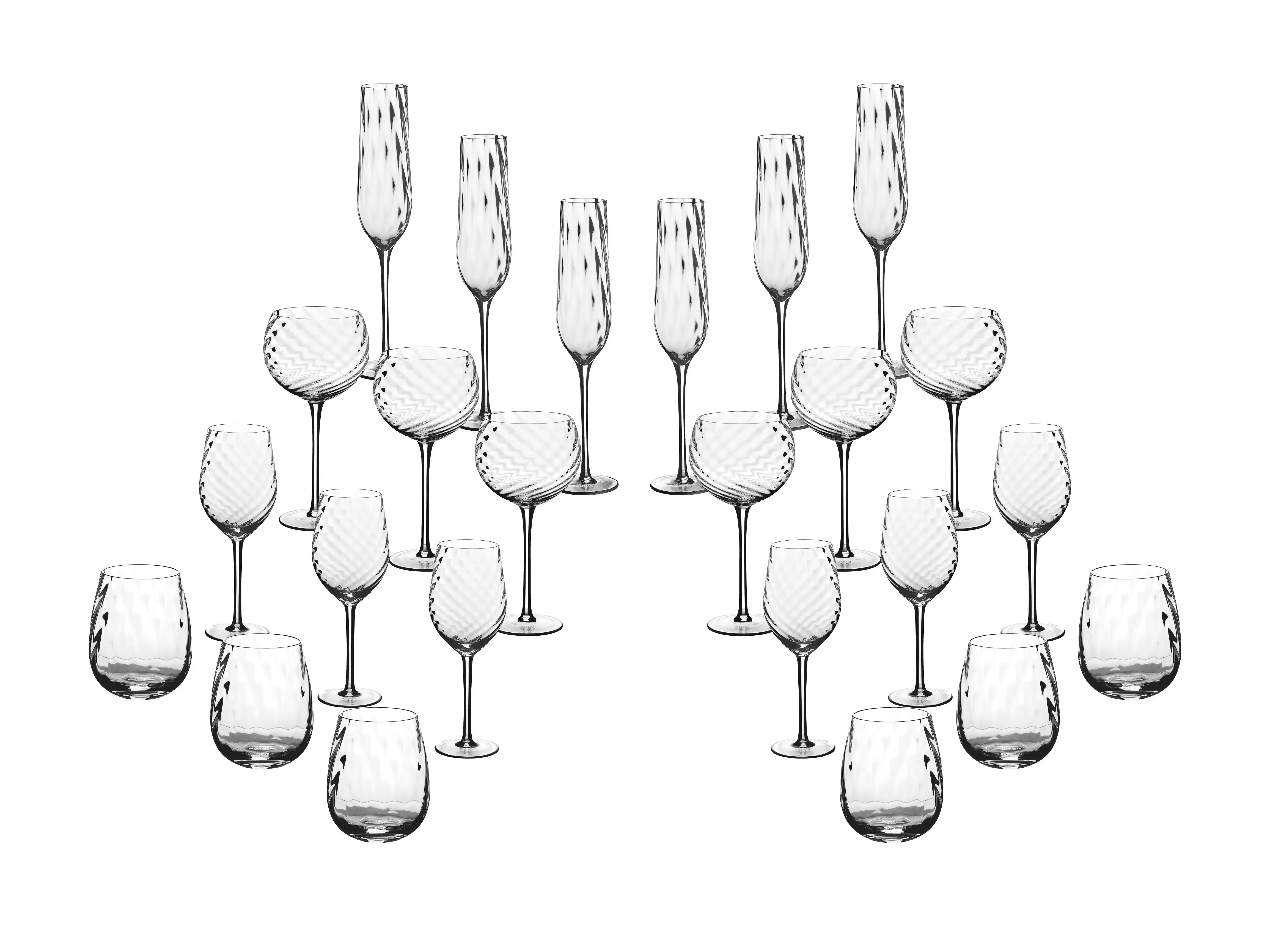 Lot de 24 Set Complet en Cristallin (cristal sans plomb) «STEN», Bjorn