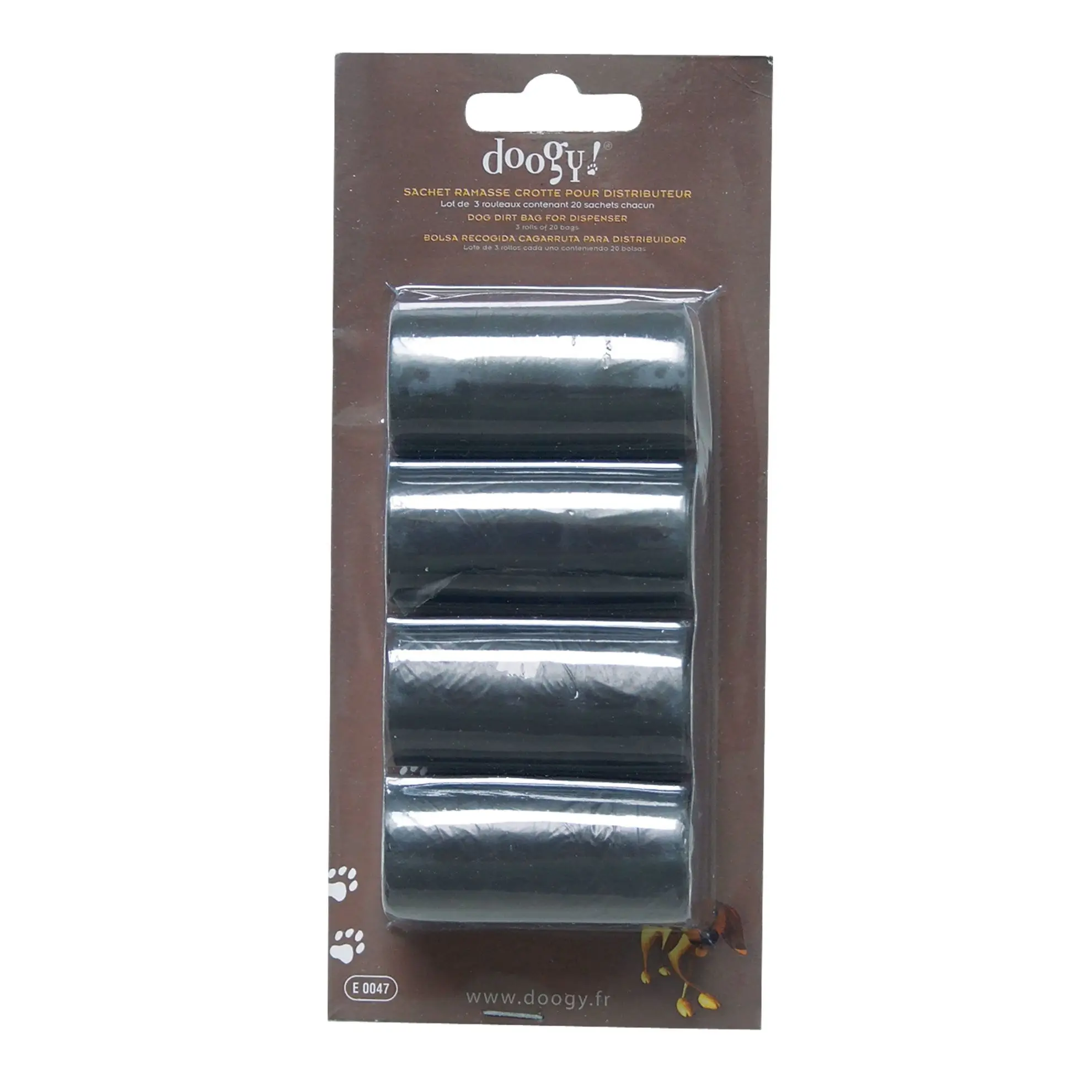 Lot de 4 rouleaux 20 sachets ramasse crotte DOOGY