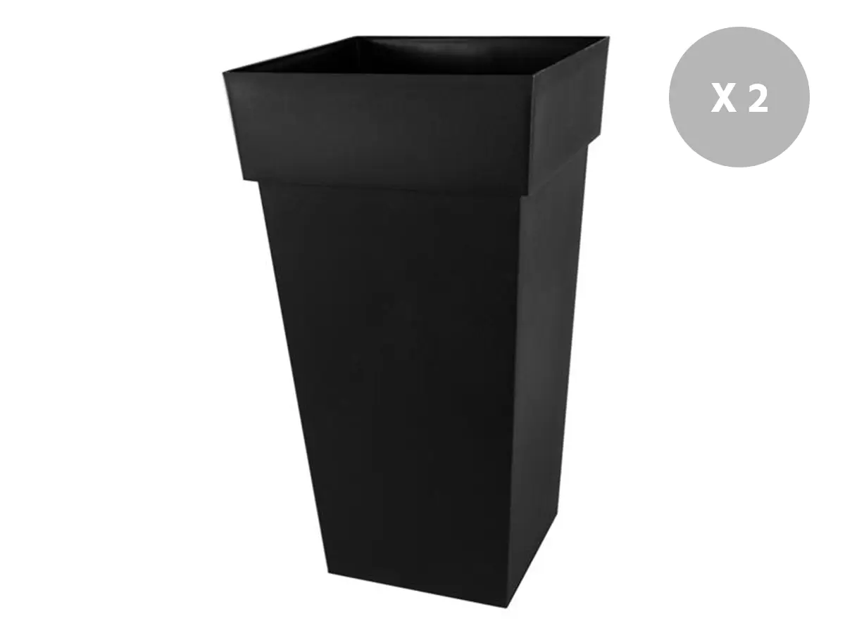 Lot de 2 pots de fleur carré Toscane 43 x H.80 cm – Anthracite