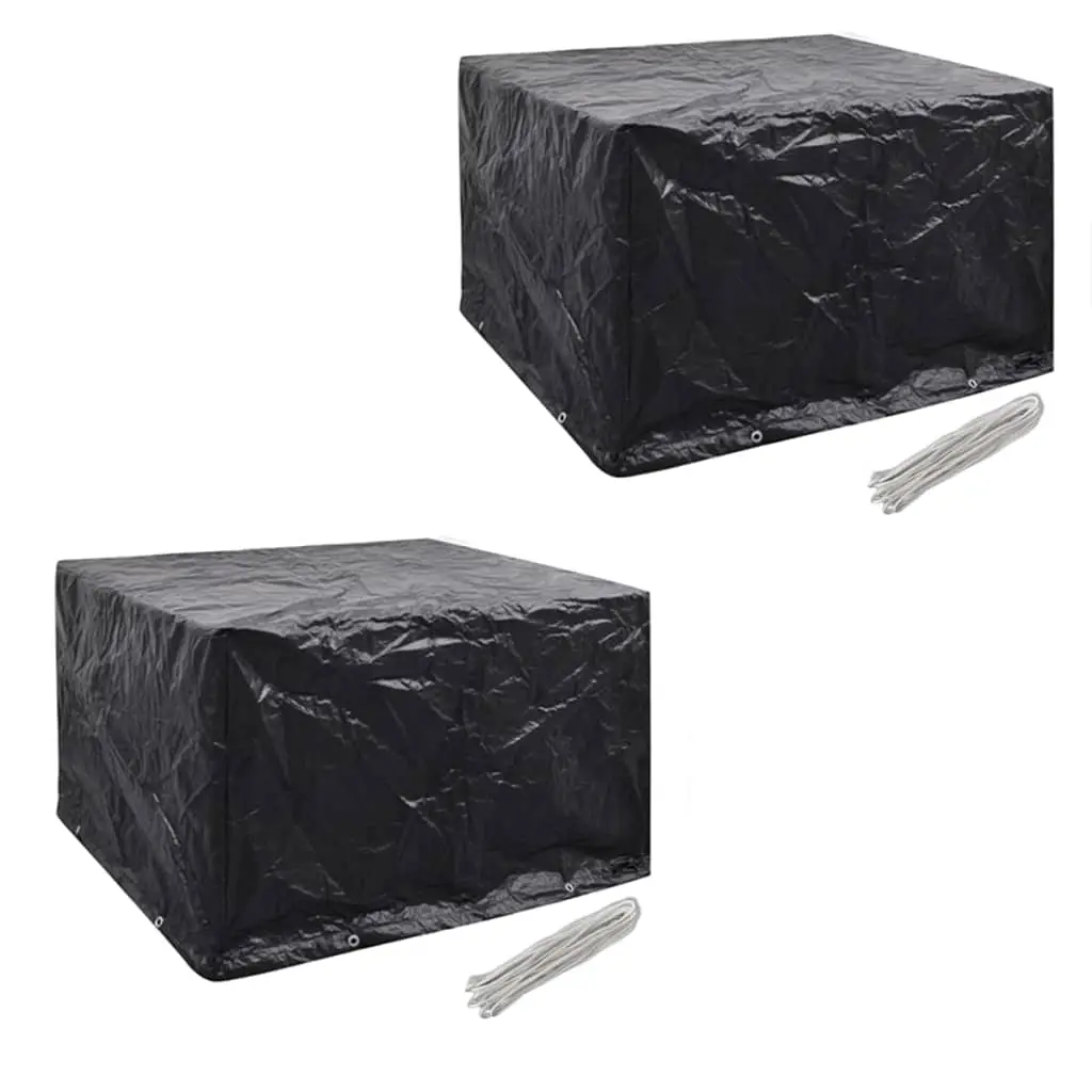 Lot de 2 Housses Salon de Jardin PE Imperméable pour Ensemble 4 Personnes Noir 113x113x73 cm – ComfortXL Outdoor Living