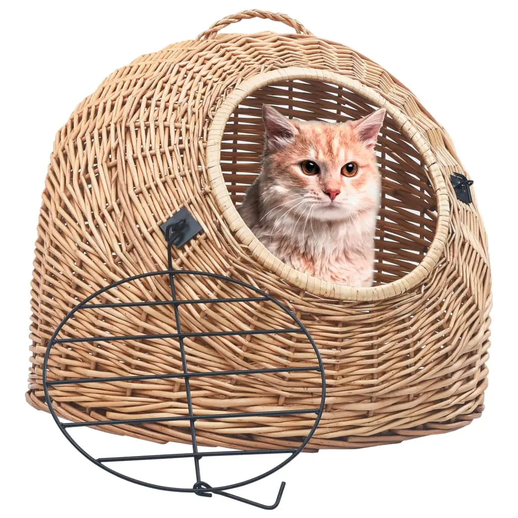 Grand Panier Transport Chat Saule Naturel Fait Main Voyage Serein 60x45x45 cm Brun