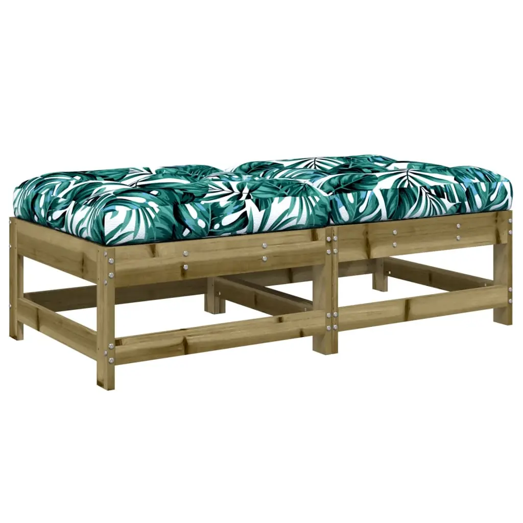 Lot de 2 Repose-pieds de jardin – Ottomans de jardin – Tabourets de jardin avec coussins bois pin imprégné-JU762