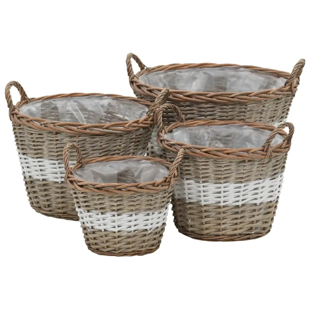 Lot de 4 cache-pots ronds en osier tressé pour plantes et fleurs – ComfortXL Outdoor Living