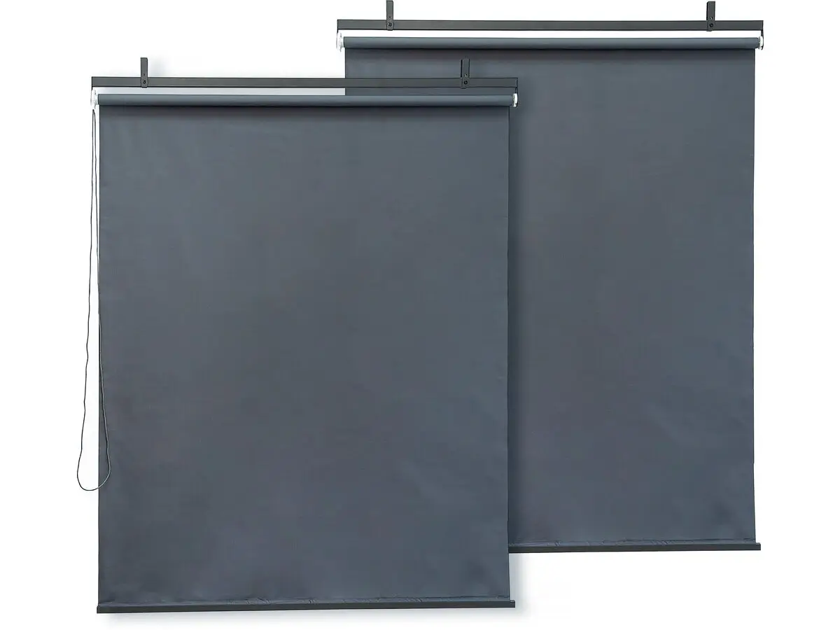Lot De 2 Stores Rétractables Pergola – 124 X 225 Cm – Gris Anthracite -habitat Et Jardin