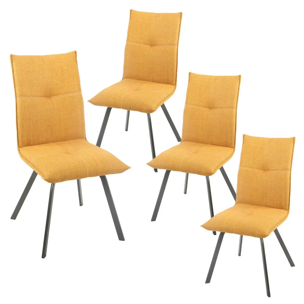 Lot de 4 Chaises Tissu Texturé Coloris Jaune moutarde – BISPO