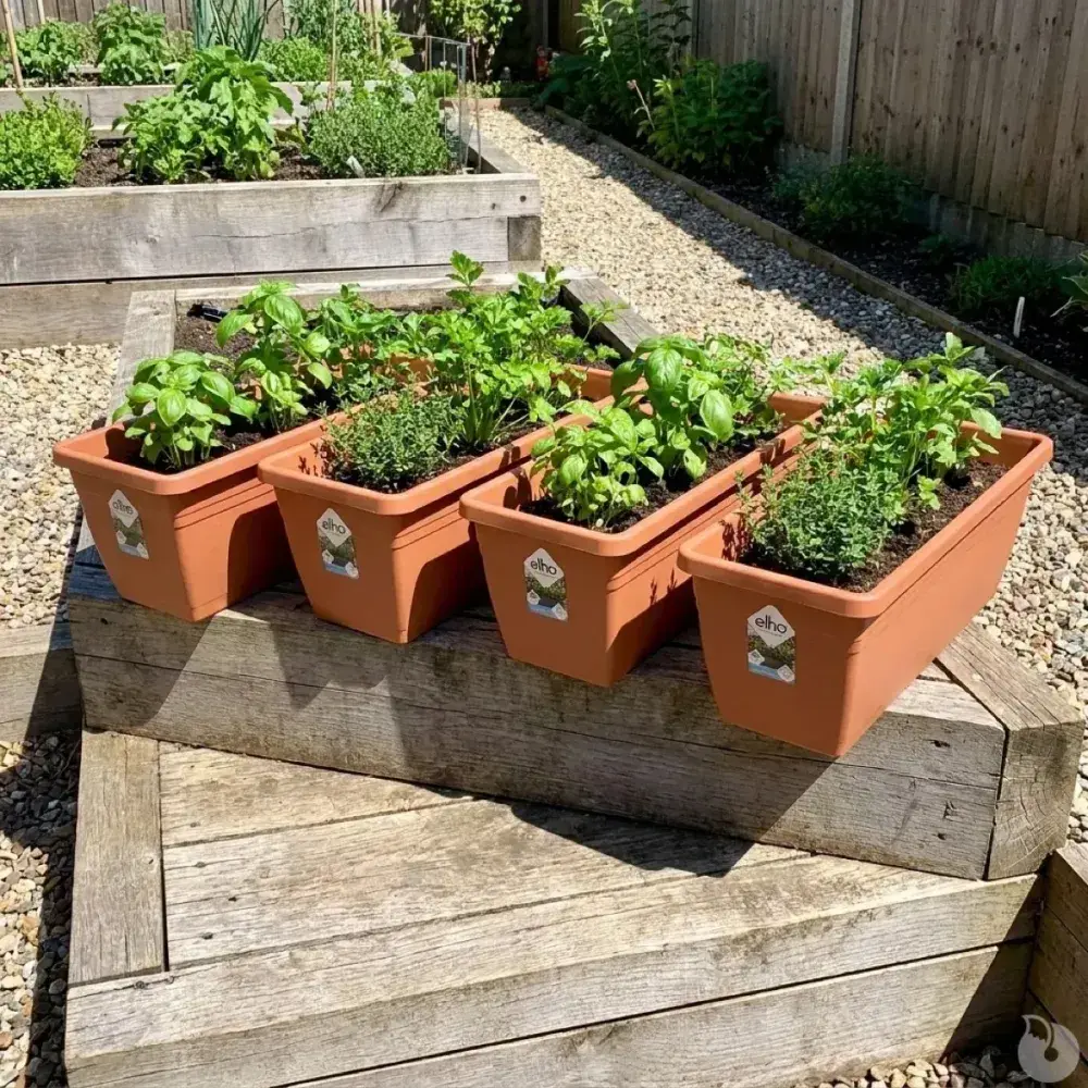 Lot de 4 Balconnières Elho® 50x16cm en plastique effet terre cuite Elho