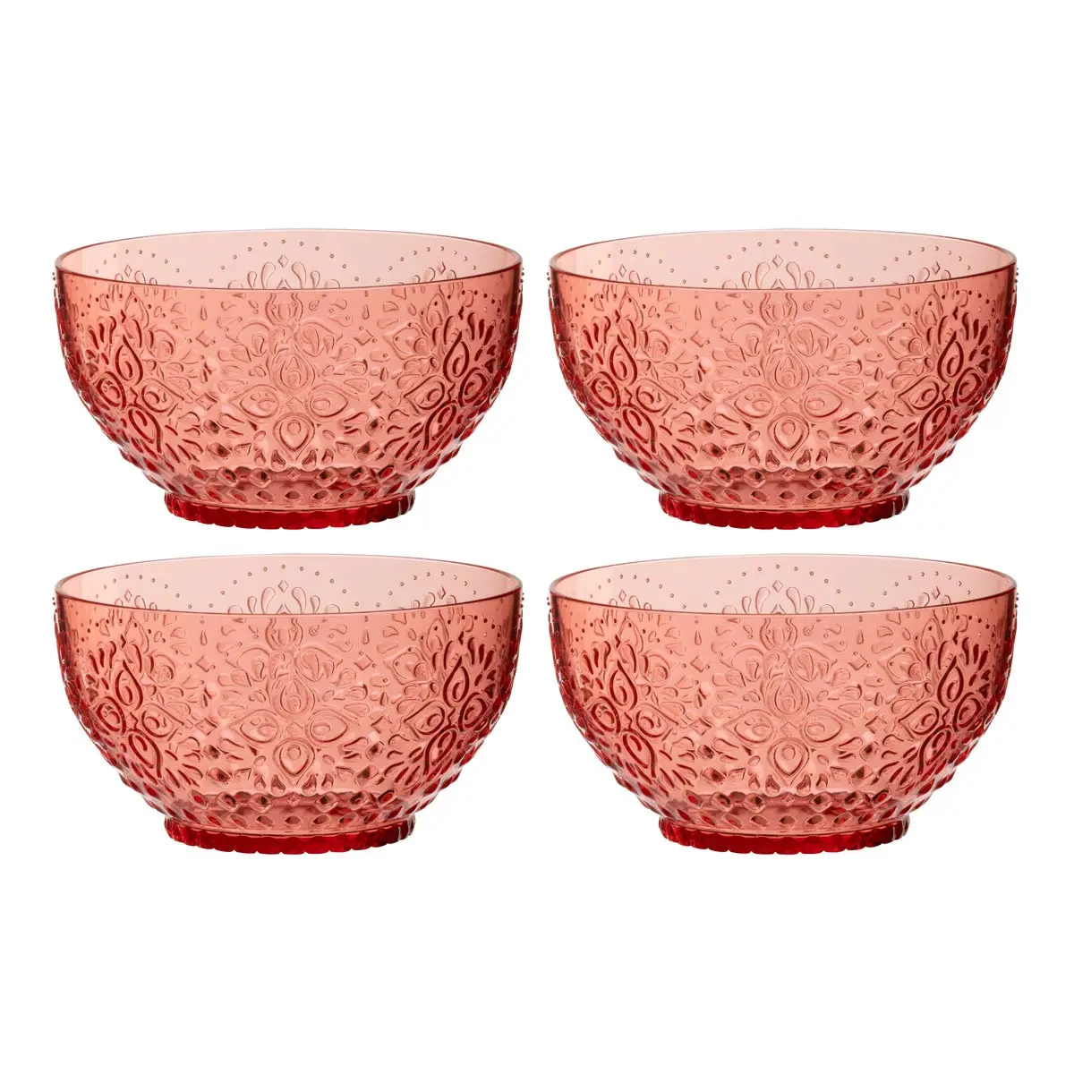 Lot de 4 Bols Réutilisables «Barbra» 94,6cl Rouge