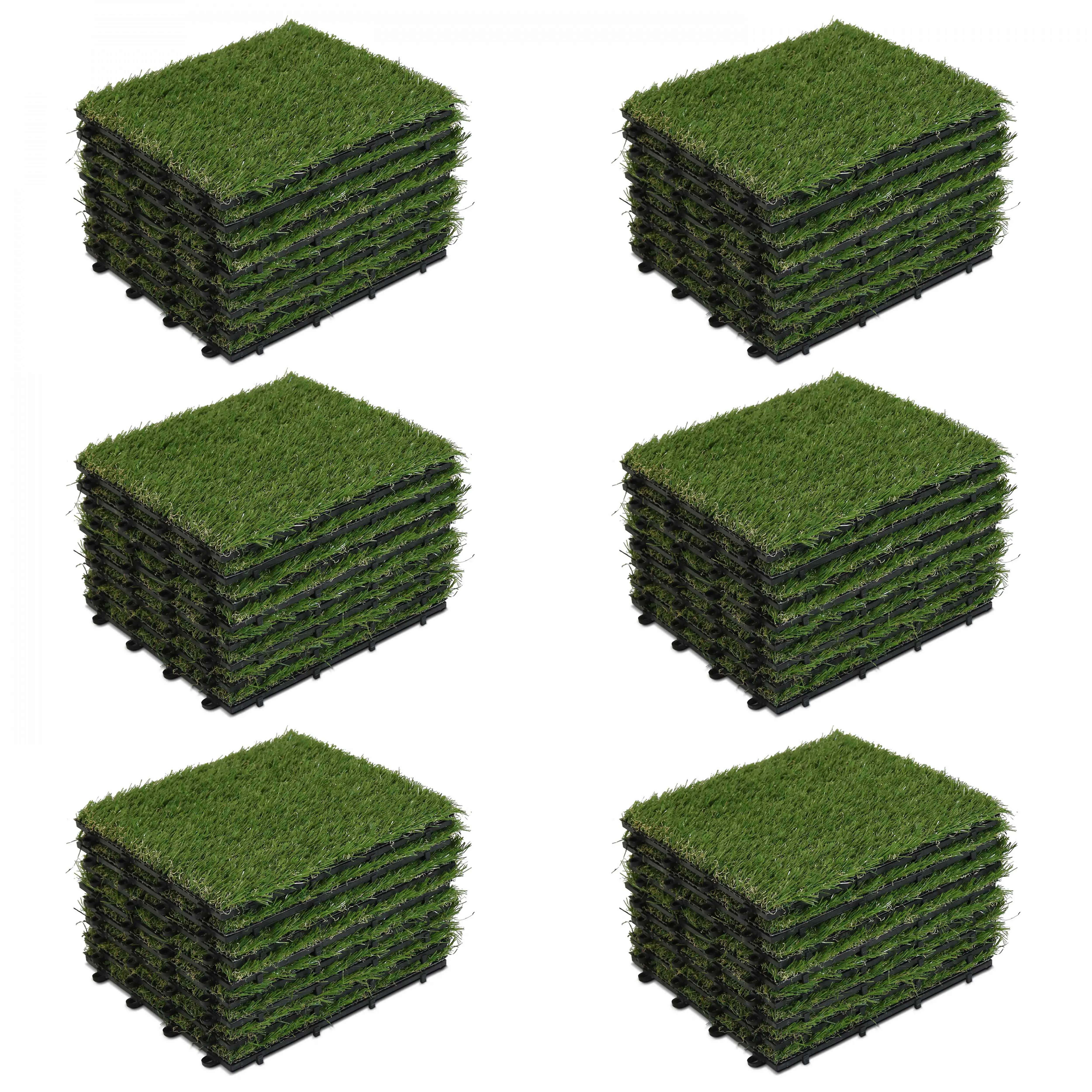 Lot de 48 dalles clipsables gazon artificiel vert Arena – Oviala