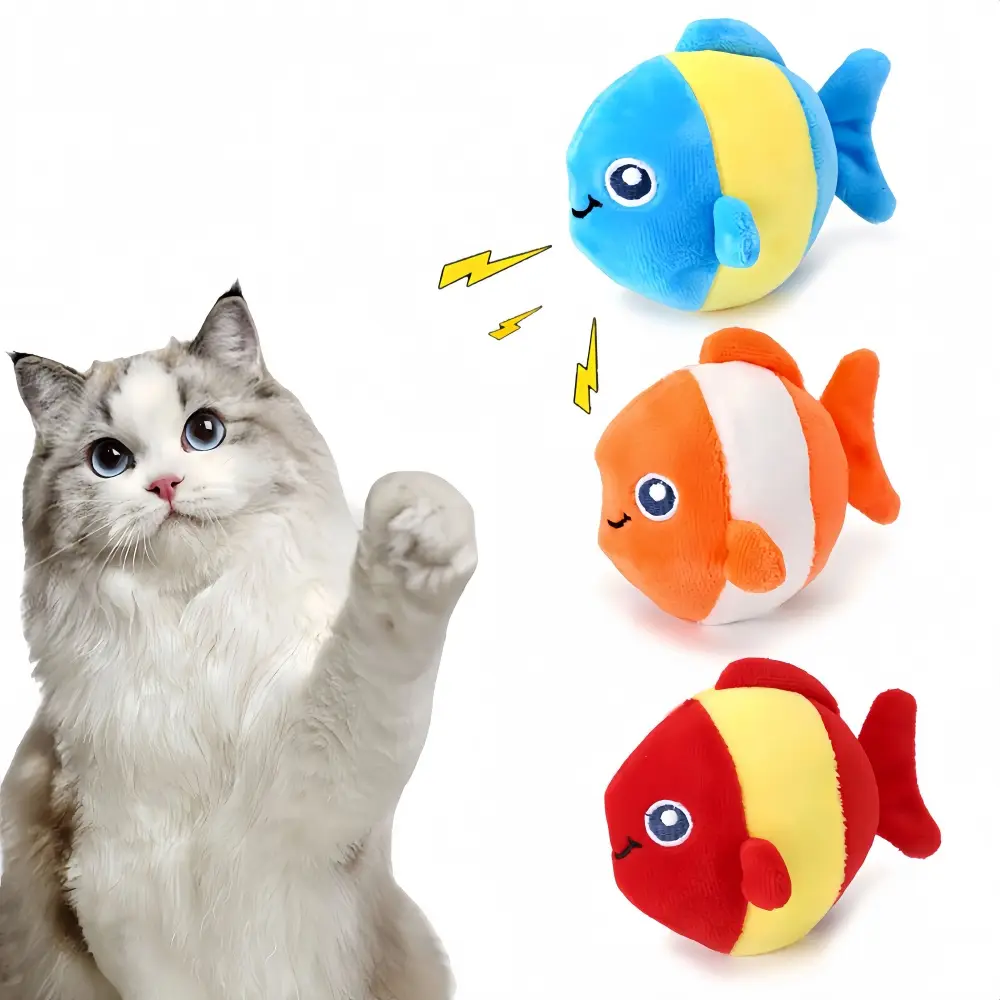 Lot de 3 jouets pour chat en forme de poisson à la menthe IntiMeg