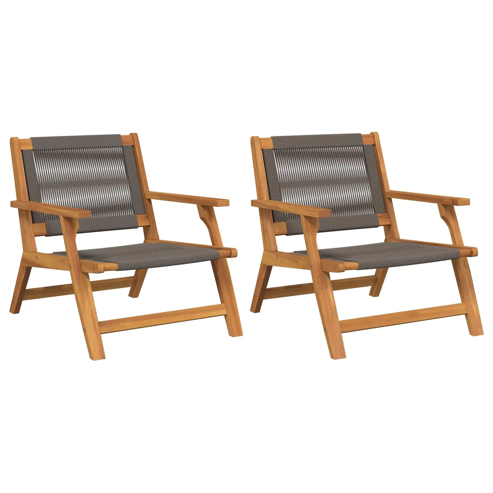 Lot de 2 Fauteuils Relax d’Extérieur Bois d’Acacia Massif Design Moderne pour Jardin Gris – ComfortXL Outdoor Living