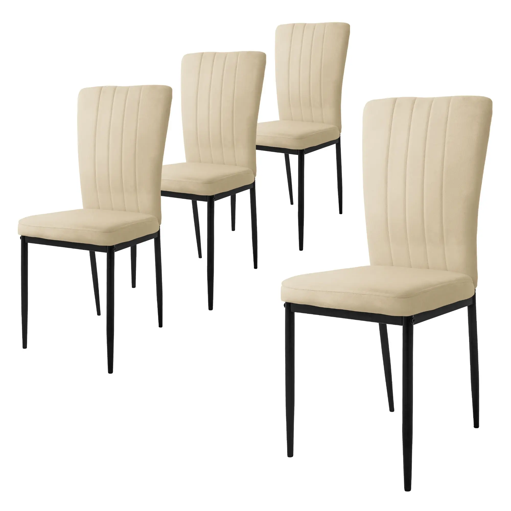 Lot de 4 chaises de salle à manger taupe assise ergonomique rembourrée en velours respirant doux pieds métalliques stables design moderne raffiné