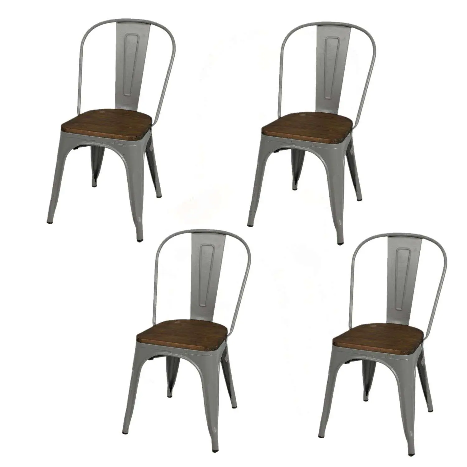 Lot de 4 chaises vintage Liv H84 cm – Gris mat – Urban Living