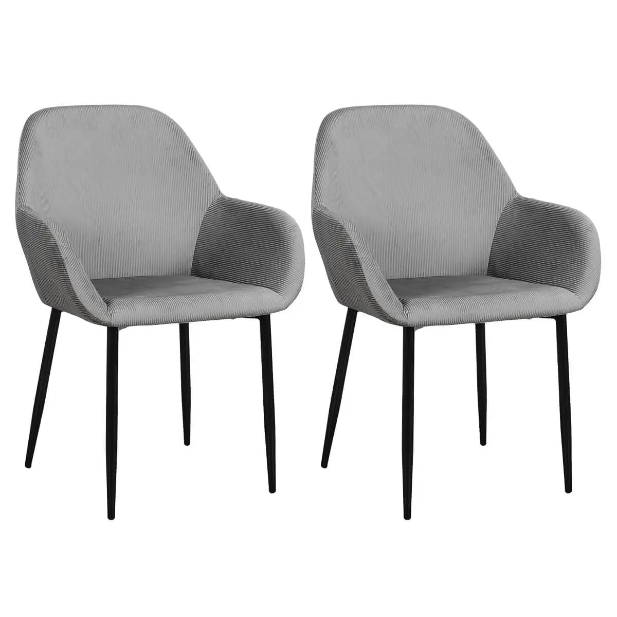 Lot de 2 Fauteuils Velours Côtelé Gris – ALESSIA