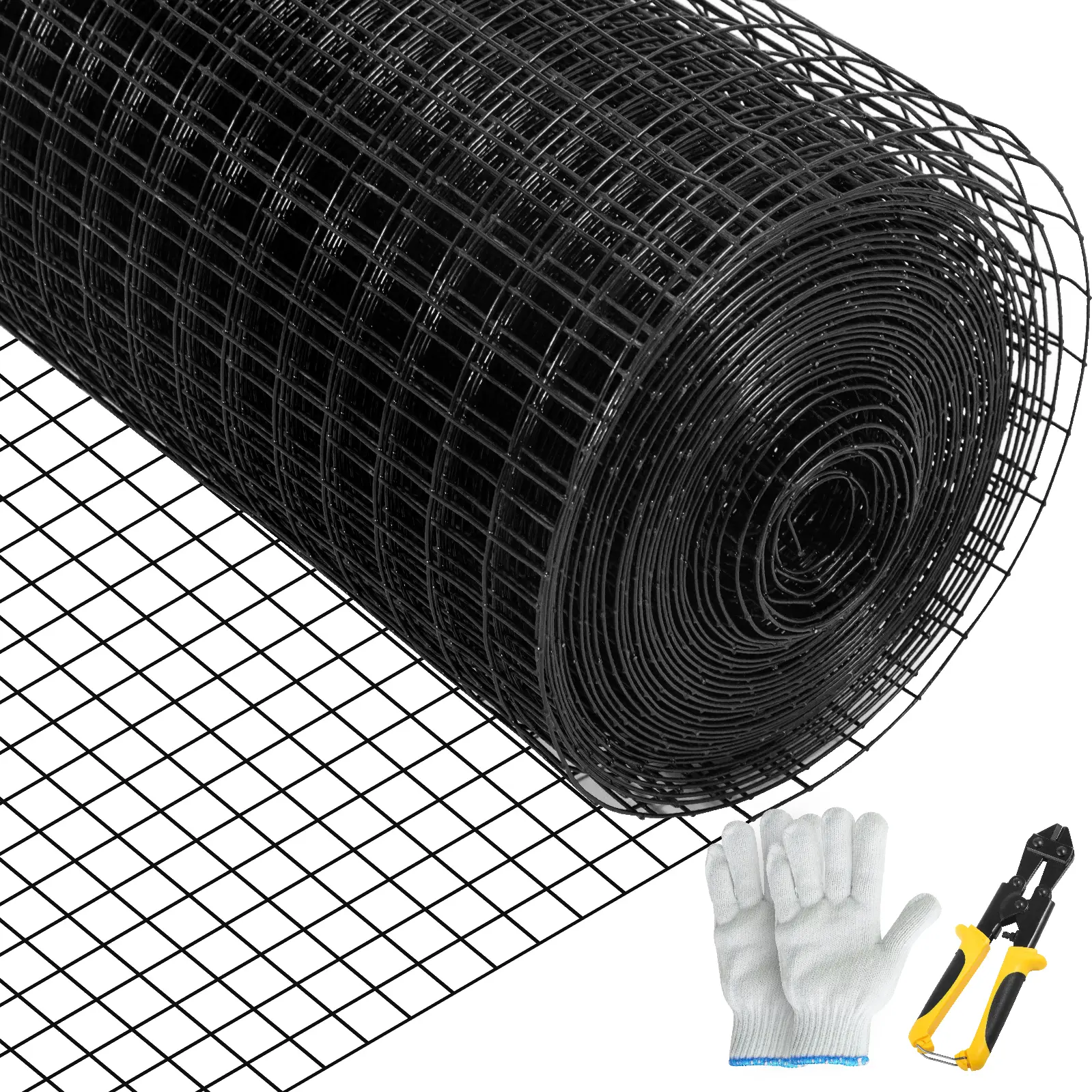 VEVOR Grillage métallique galvanisé 91x1524cm, maille 16. Avec pince et gants. Pour enclos animaux.