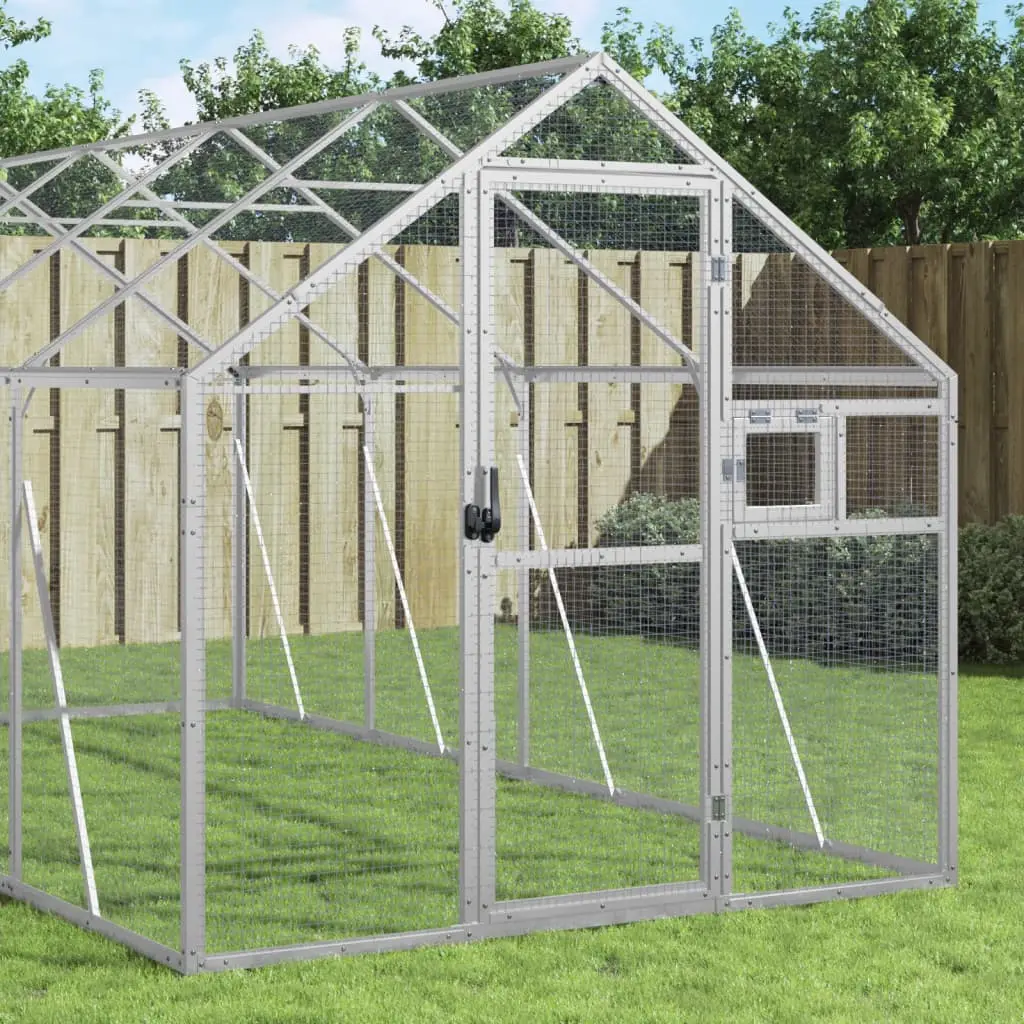 Grande Cage Aluminium Géante Élevage Argent 179x800x185cm