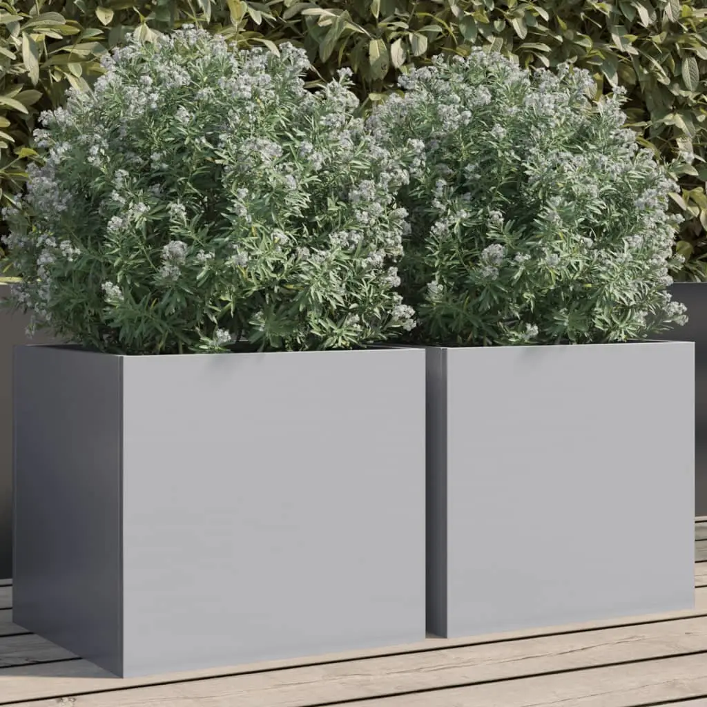 Lot de 2 Jardiniere plastique Herwig Argenté 32 X 30 X 29 cm – P95057A