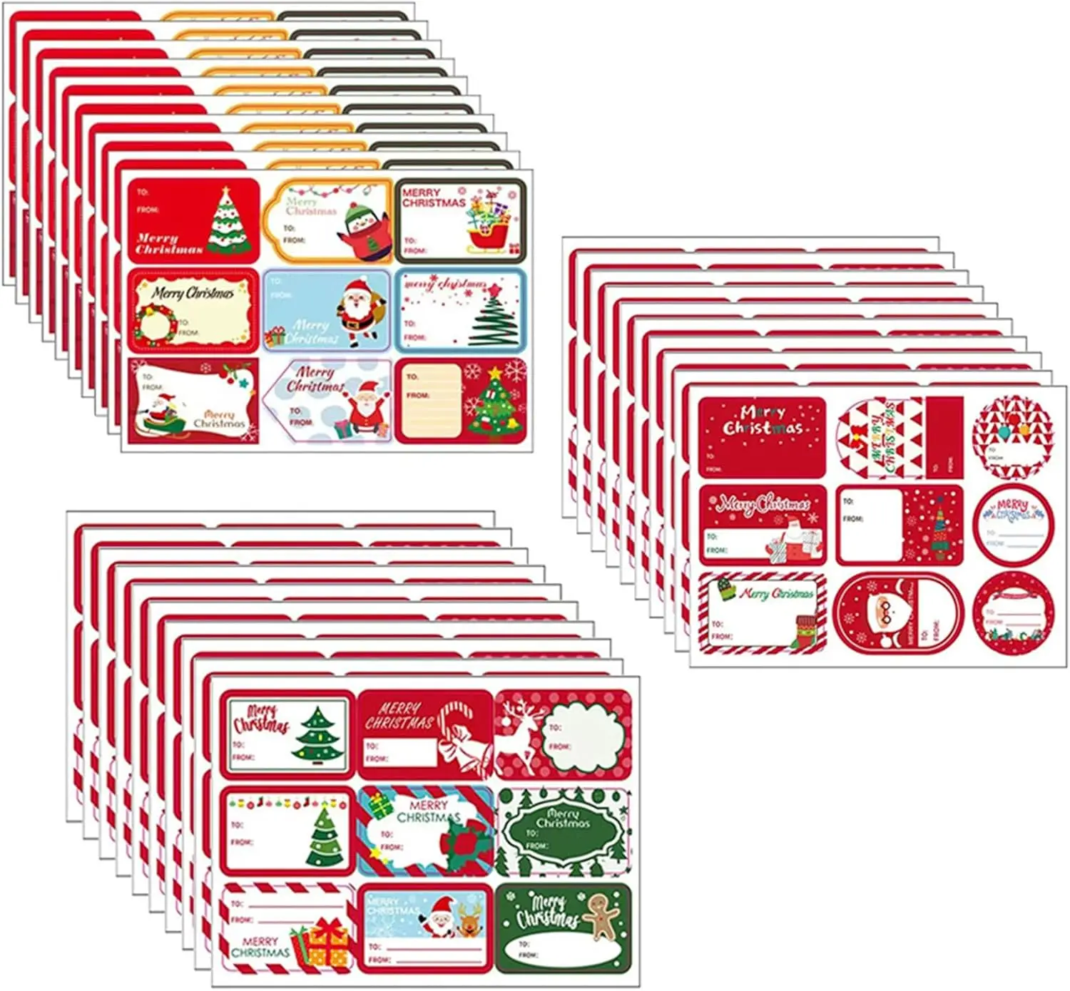 Lot de 270 autocollants pour étiquettes de Noël, autocollants pour cadeaux de Noël, étiquettes cadeaux, sacs de bonbons, papier d’étiquettes inscripti