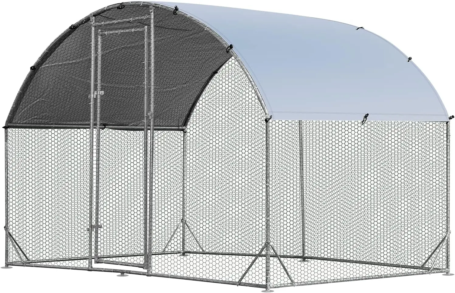Grand Poulailler en Métal, Enclos à Poulets pour Cour avec Toit et Grillage(380 x 280 x 195 CM)