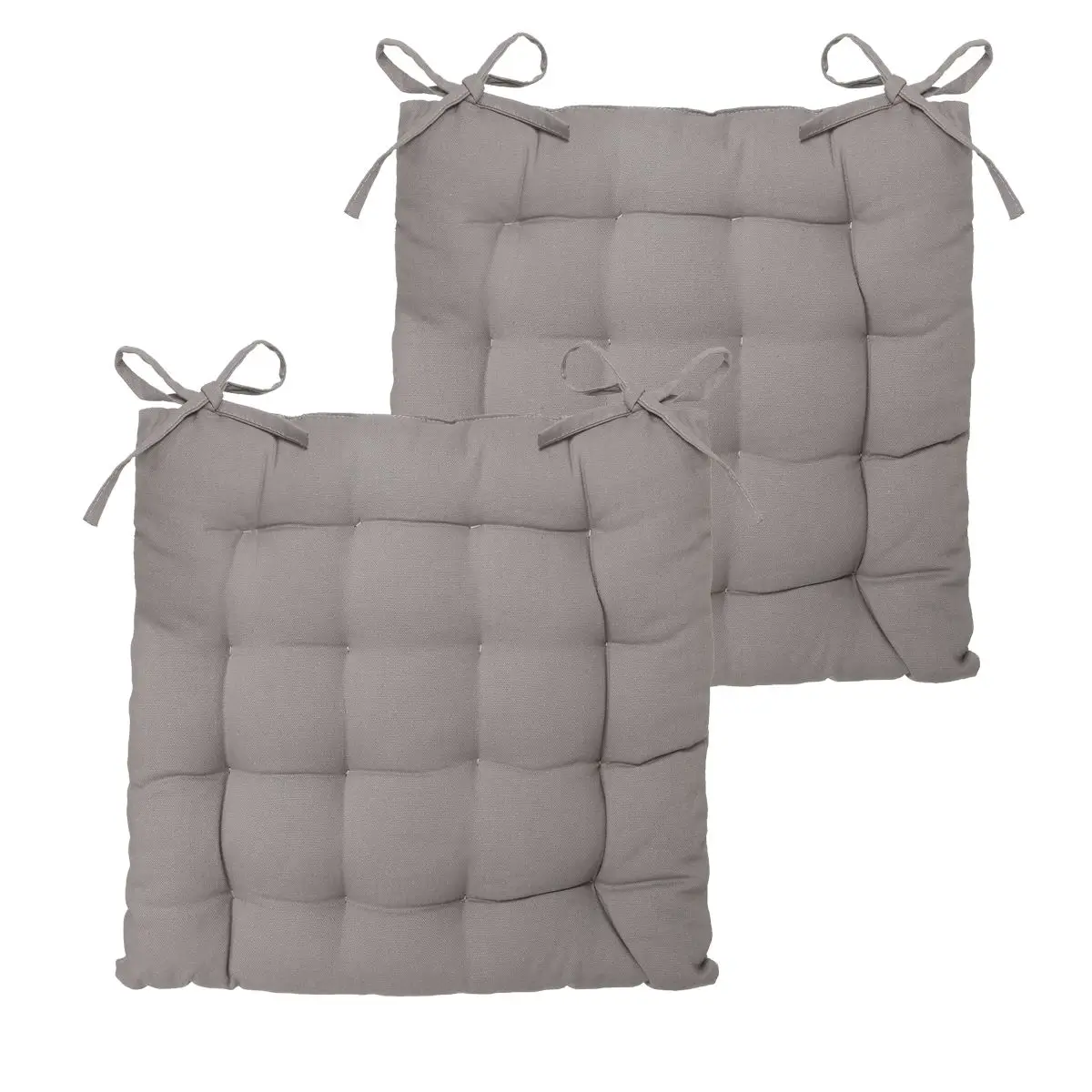 Lot de 2 Galettes de chaise en Coton Gris 38 x 38 cm