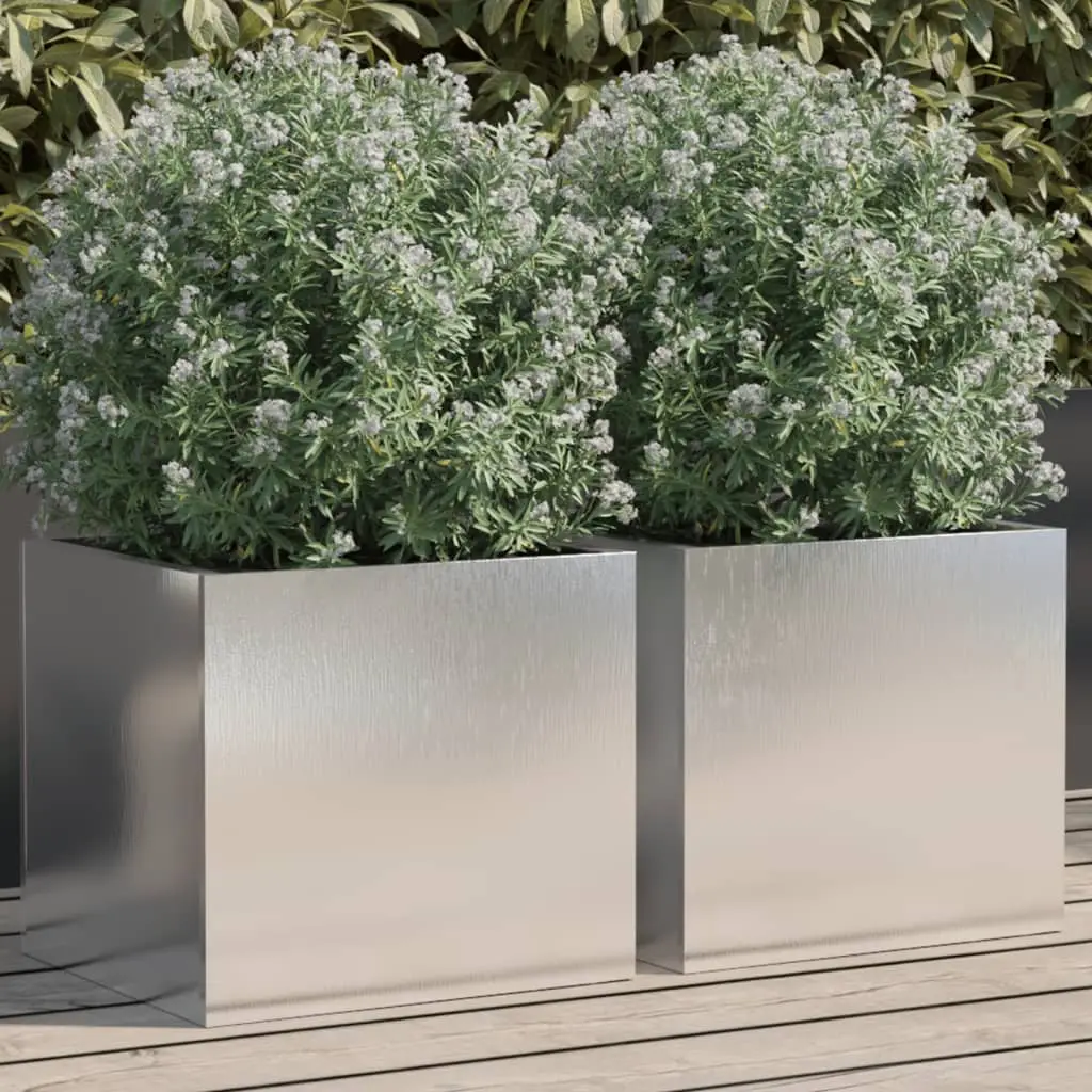 Lot de 2 Jardiniere plastique Herwig Argenté 32 X 30 X 29 cm – P87211A