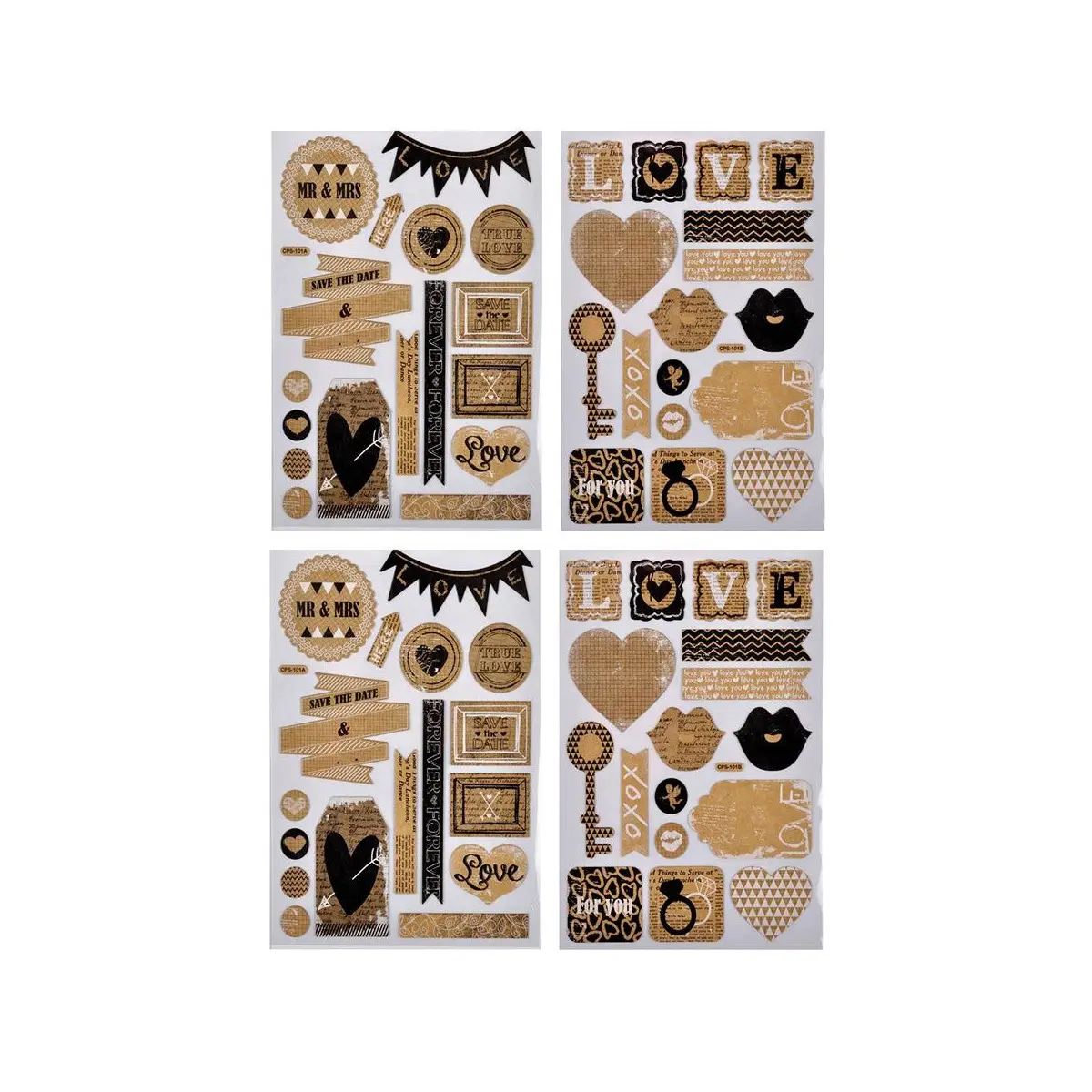 Lot de 2 Planches de Stickers «Love» Naturel