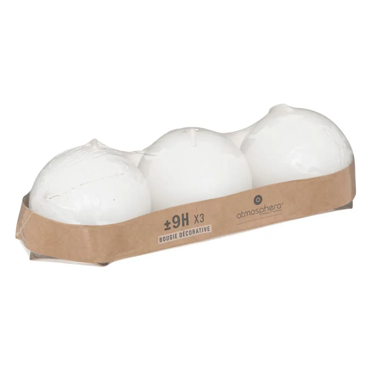 Lot de 3 Bougies Boules Blanc D 6 cm