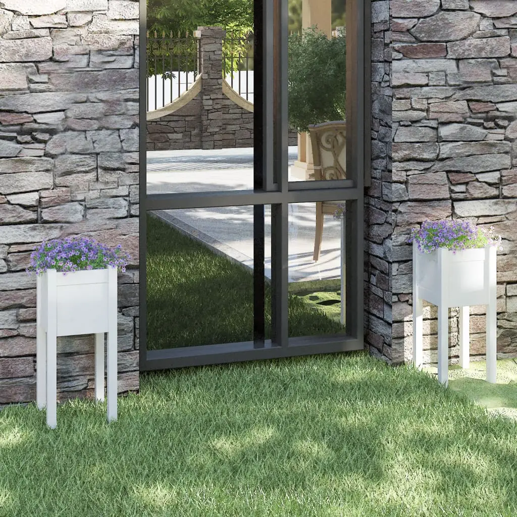 Lot de 2 Jardiniere plastique Kristin Blanc 31 X 31 X 70 cm – P87209B