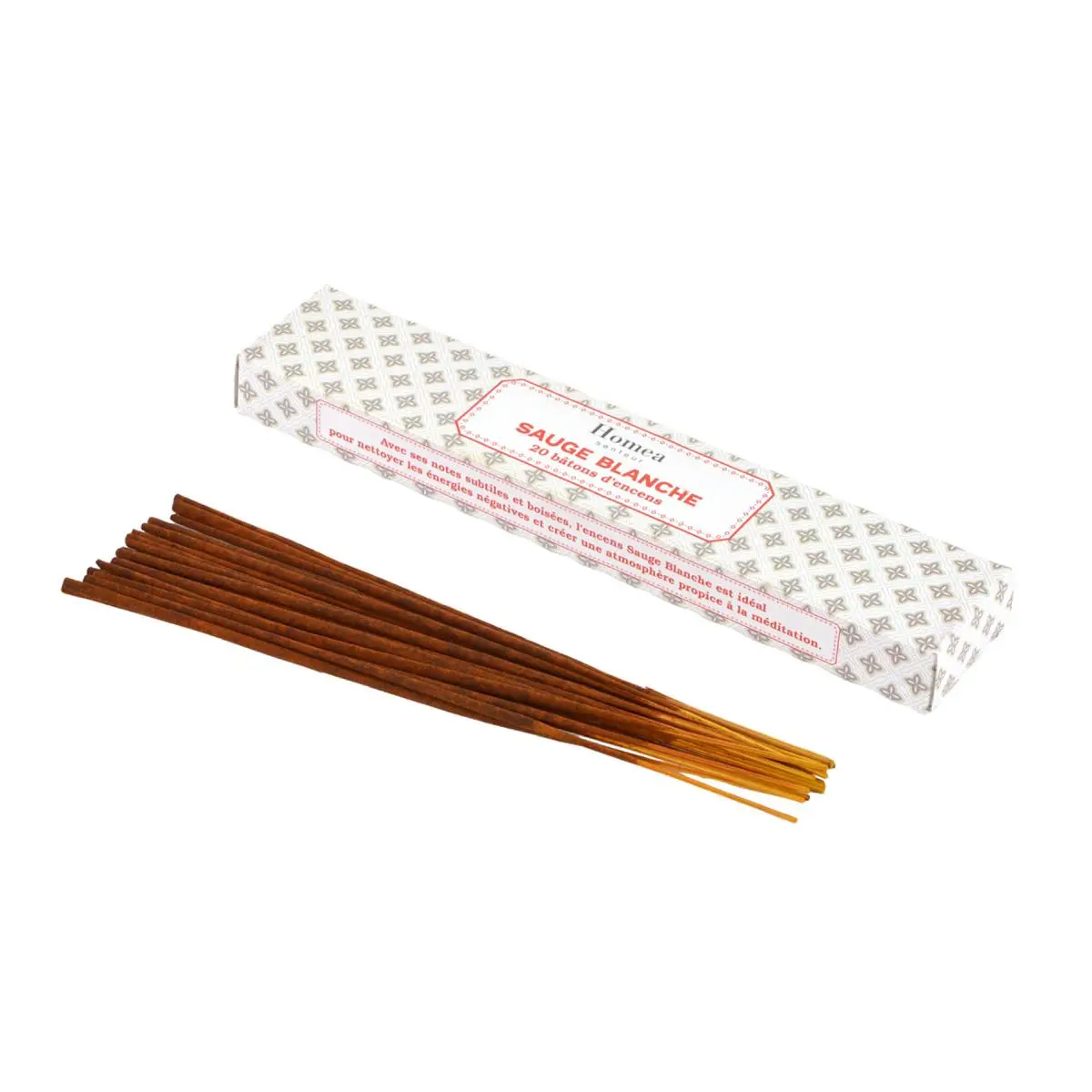 Lot de 20 Bâtons d’Encens «Senteur» 21cm Sauge Blanche