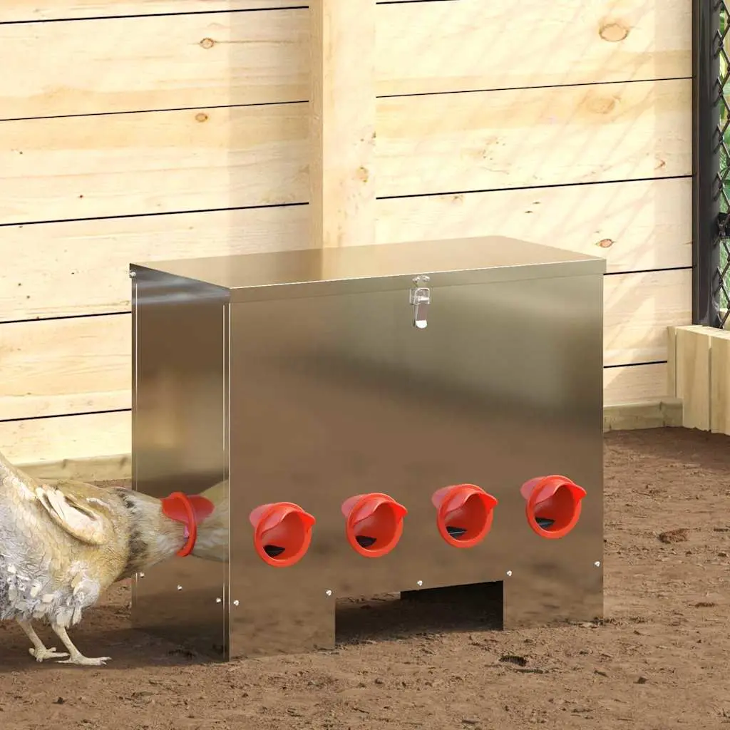 Lot de 2 Nourrisseurs Galva Poule Étanche 25kg Argent – ComfortXL Outdoor Living