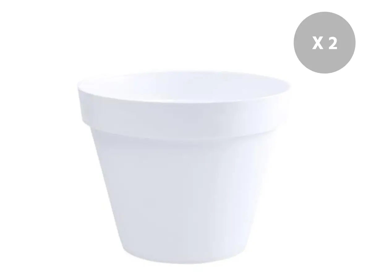 Lot de 2 Pots de fleur rond Toscane Ø 60 x H.47 cm Blanc – Eda