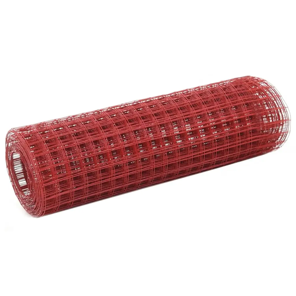 Grillage Carré Acier Clôture Extérieure Solide Maille 25mm Rouge 25×0,5m