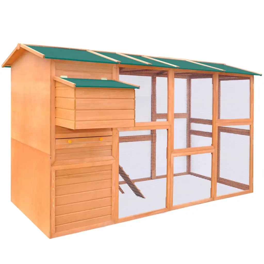 Grand poulailler XXL en bois avec pondoir et enclos extérieur 295 cm Brun – ComfortXL Outdoor Living