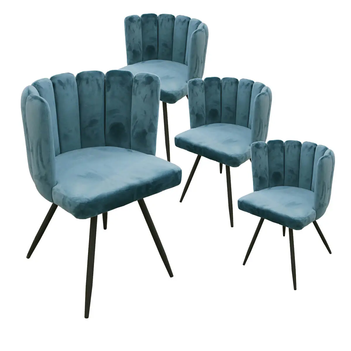 Lot de 4 Chaises Velours Bleu – CHARLOTTE
