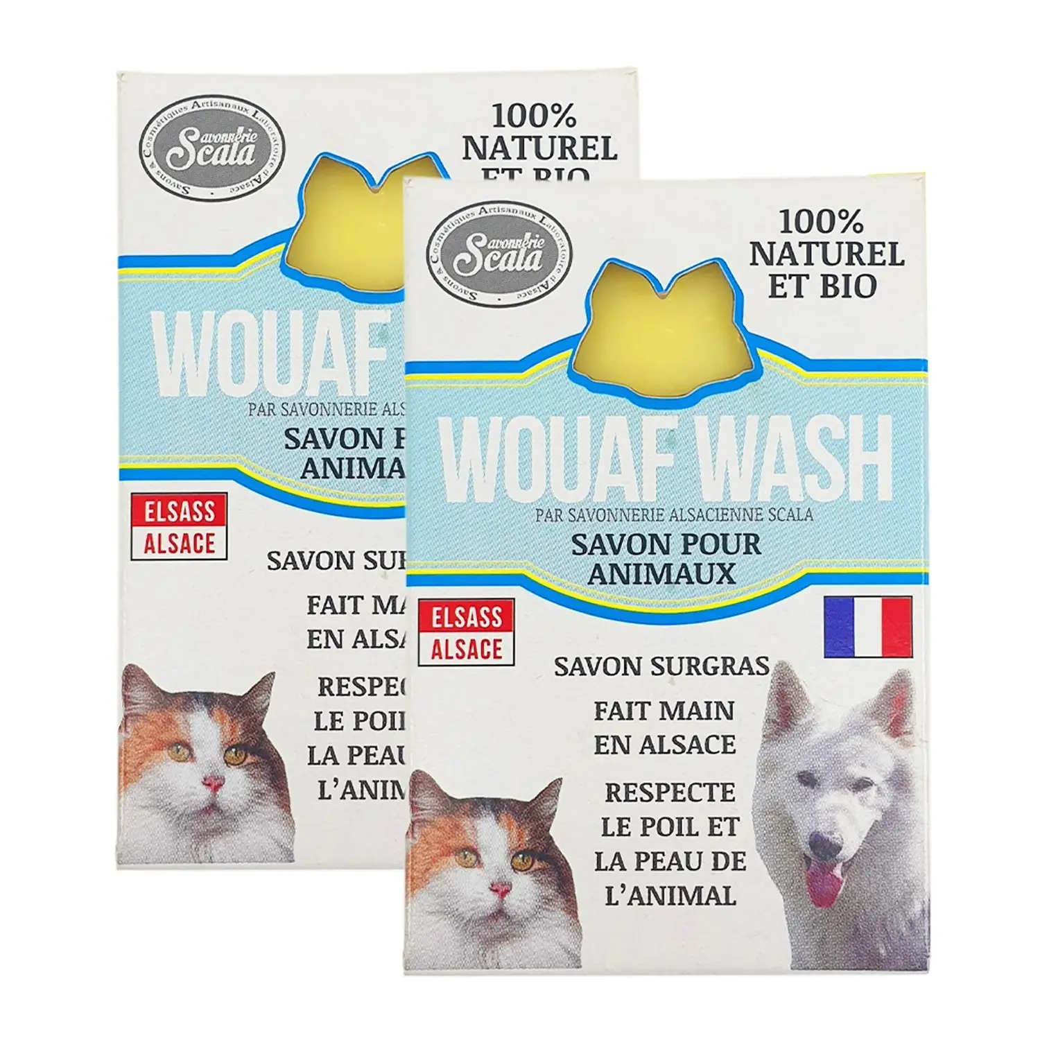 Lot de 2 Savons bio Wouaf Wash pour tous les animaux