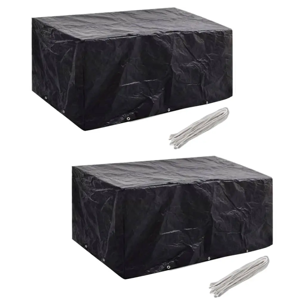Lot de 2 Housses Mobilier Extérieur PE Imperméable pour Ensemble 6 Personnes Noir 240x140x90 cm – ComfortXL Outdoor Living
