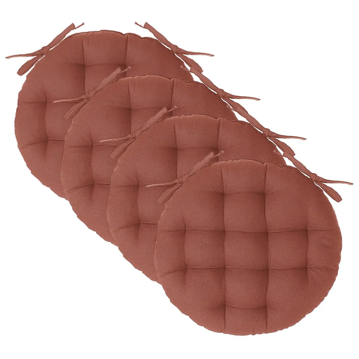 Lot de 4 Galettes de chaise en Coton Terracotta D 38 cm